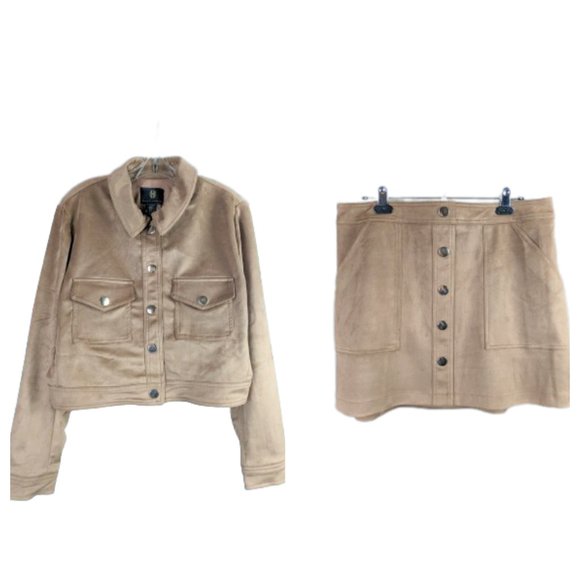 House of Harlow 1960 Jackets & Blazers - House of Harlow 1960 Faux Suede Cropped Blazer/Jacket & Mini Skirt Brown Set L